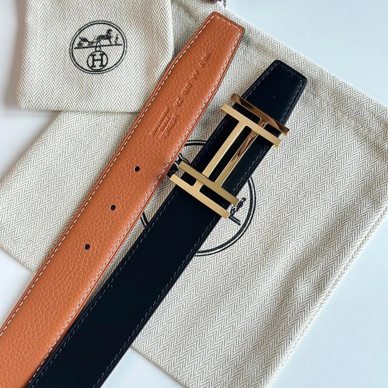 Hermes H Au Carre 32 Reversible Belt Leather In Black Brown - Image 4