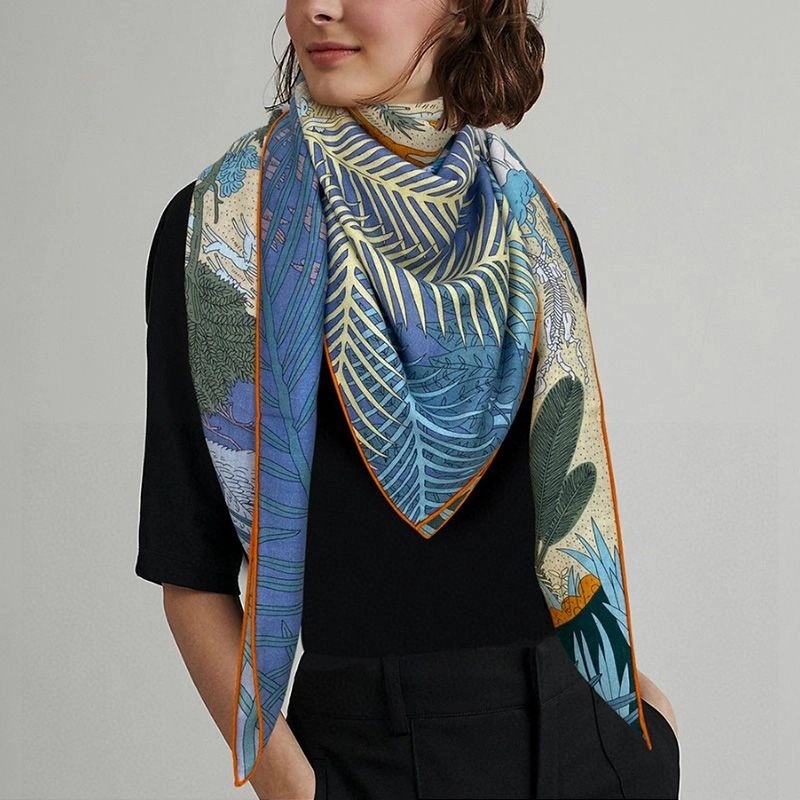 Hermes Le Carnaval Des Animaux Double Face Shawl 140 In Orange - Image 3