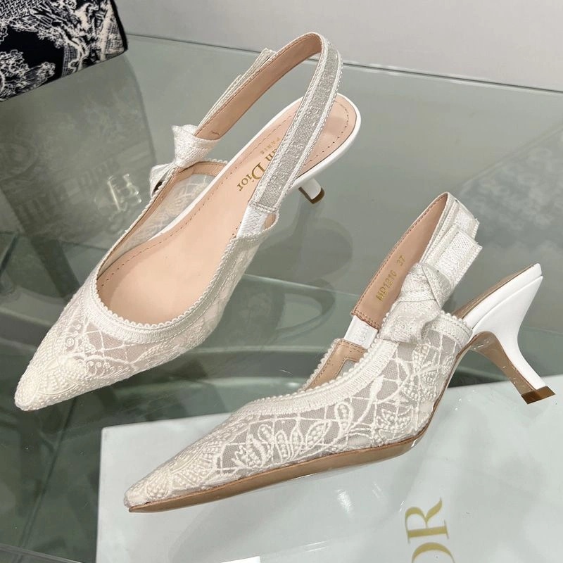 J'Adior Slingback Pumps Women Butterfly Motif Transparent Mesh White - Image 4