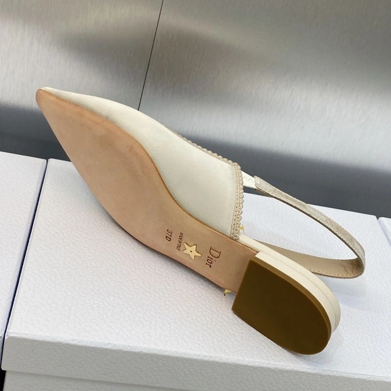 J'Adior Slingback Pumps Women Satin and Cotton White - Image 7