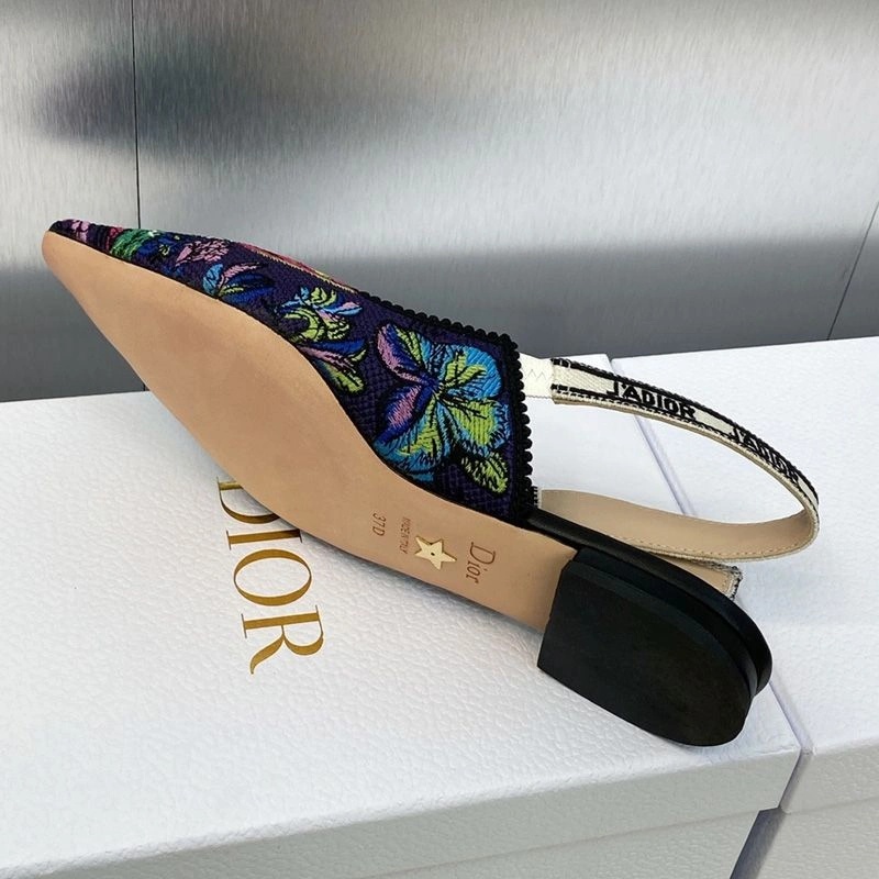 J'Adior Slingback Pumps Women Toile de Jouy Voyage Motif Canvas Multi Blue - Image 7