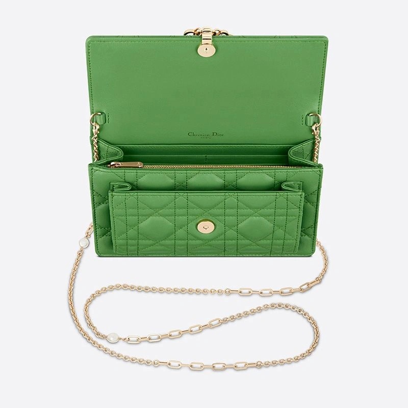 Lady Dior Chain Pouch Cannage Lambskin Green - Image 3