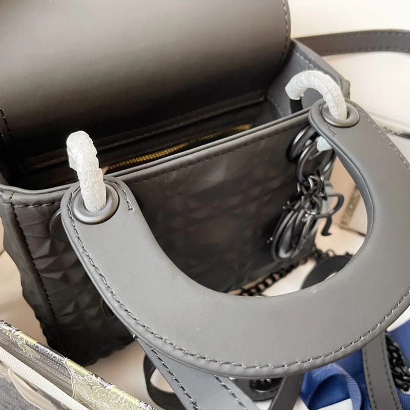 Mini Lady Dior Bag Ultramatte Frosted Cannage Calfskin Black - Image 4