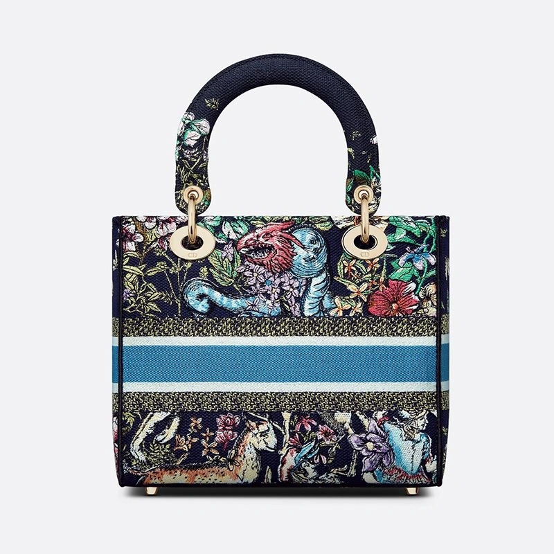 Medium Lady D-lite Bag D-Constellation Motif Canvas Blue - Image 3