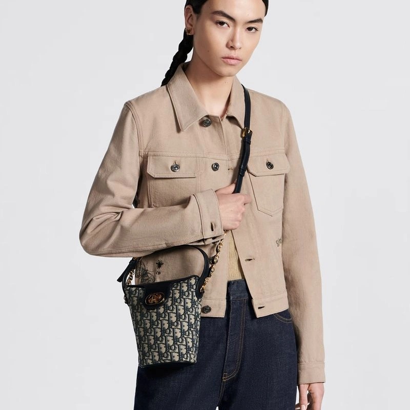 Mini Dior Amber Bucket Bag Oblique Motif Canvas Blue - Image 5