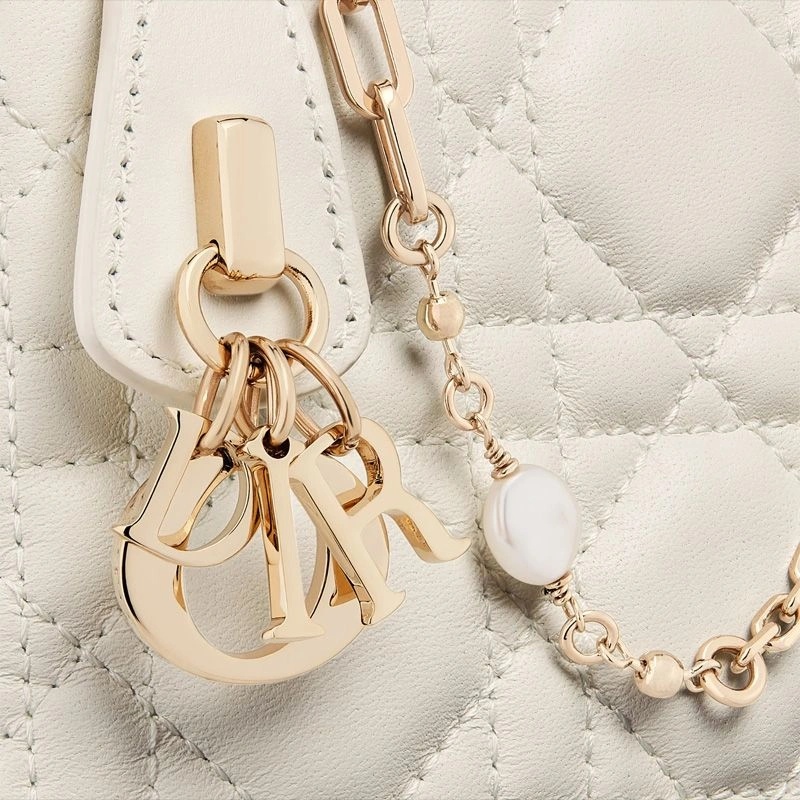 Mini Dior Midi Bag Cannage Lambskin White - Image 5