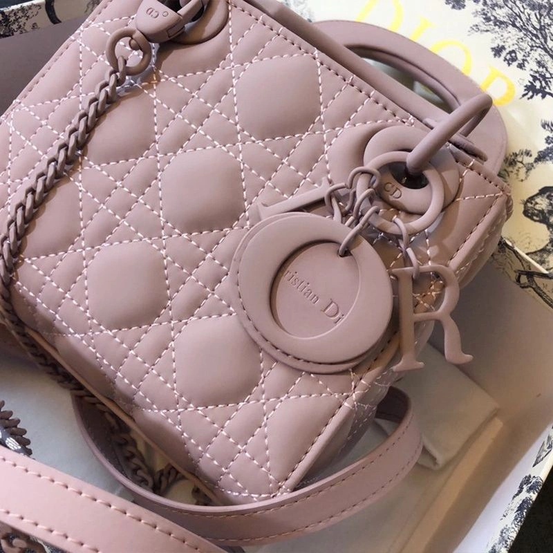 Mini Lady Dior Bag Ultramatte Calfskin Pink - Image 5