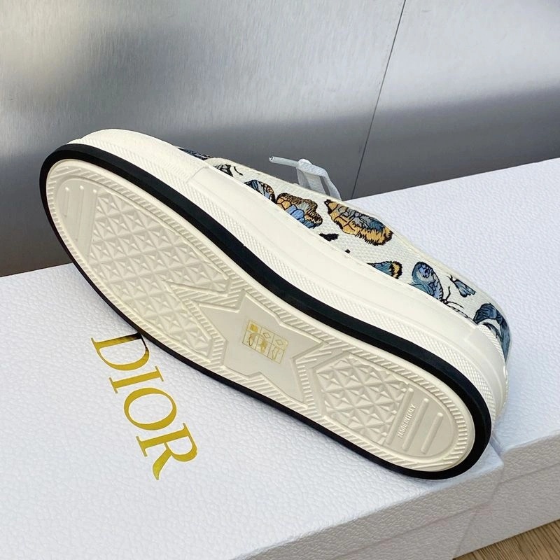 Walk'n'Dior Platform Sneakers Unisex Toile de Jouy Mexico Motif Canvas White Blue - Image 4